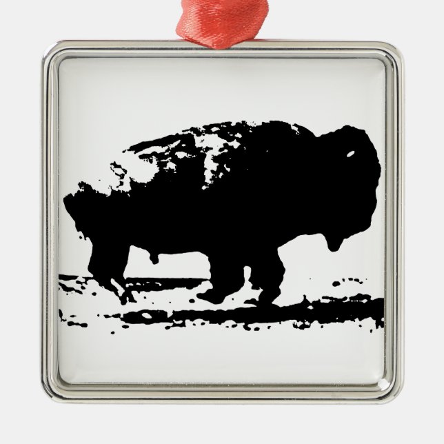 Ornement Métallique Courir Buffalo Bison Pop Art (Devant)