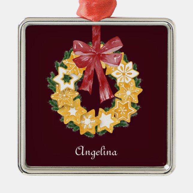 Ornement Métallique Couronne de biscuits de Noël avec Arrière - plan d (Devant)