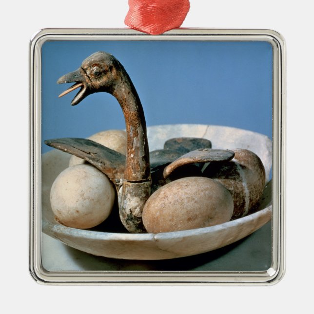 Ornement Métallique Couvercle d'un pot d'albâtre décoré d'un oiseau (Devant)