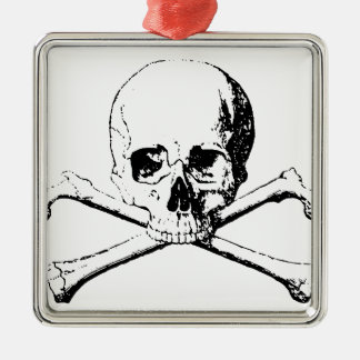 Ornement Métallique Crâne noir et blanc et os