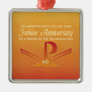 Ornement Métallique Croix de Pax du jubilé de 60 ans, orange
