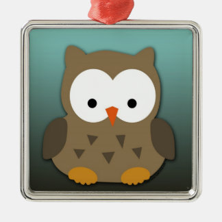 Ornement Métallique Cute Baby Owl Personnalisé
