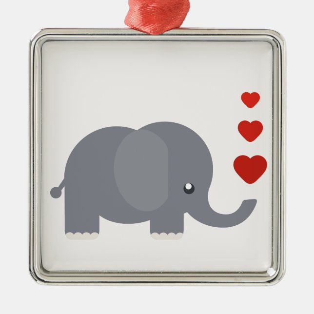 Ornement Métallique Cute elephant with hewhimsical love (Devant)