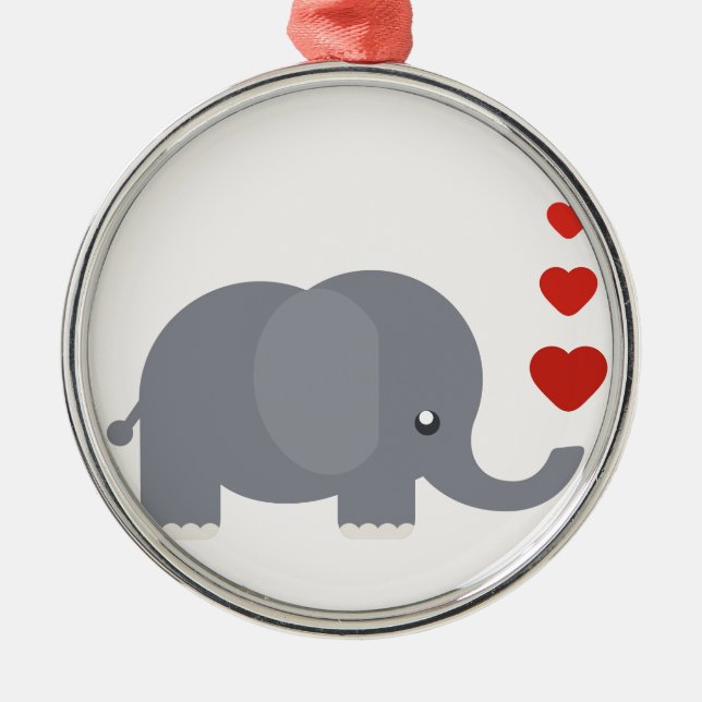 Ornement Métallique Cute elephant with hewhimsical love (Devant)