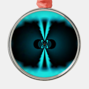 Ornement Métallique Cyan et Black Abstrait Art Print