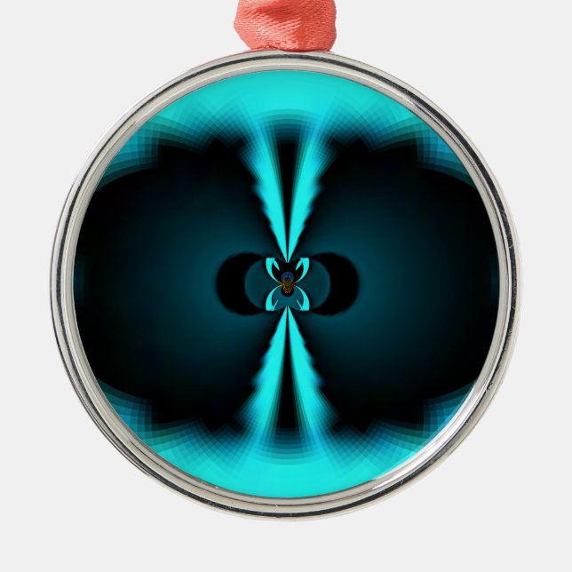 Ornement Métallique Cyan et Black Abstrait Art Print (Devant)