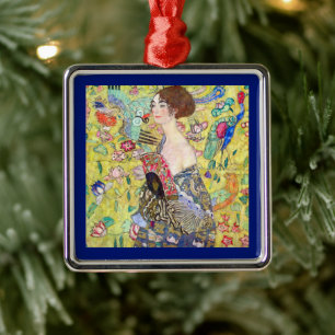 Ornement Métallique Dame au éventail de Gustav Klimt, Japonisme Vintag