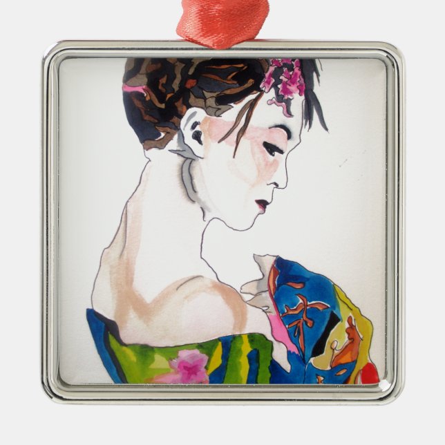 Ornement Métallique Dame au kimono (Devant)