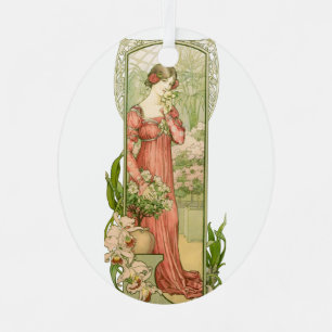 Ornement Métallique Dame de serre élégante d'art nouveau vintage