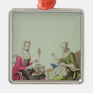 Ornement Métallique Dames tournant et cousant, c.1765