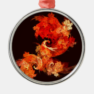 Ornement Métallique Dancing Firebirds Abstract Art Round