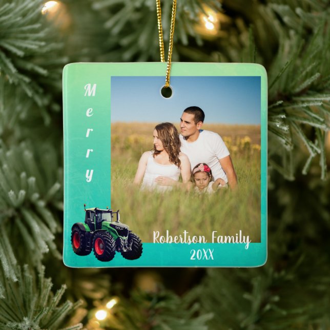 Ornement métallique de tracteur vert (Arbre)