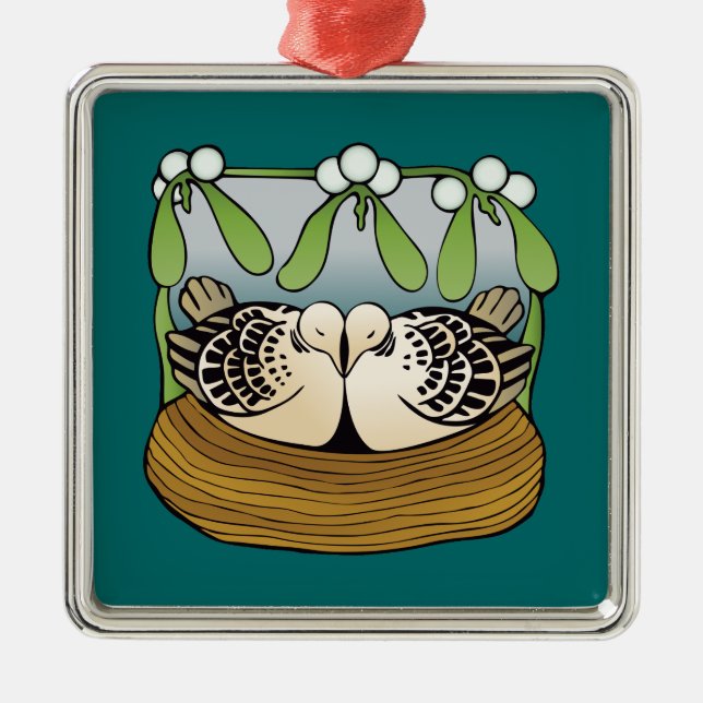 Ornement Métallique Deux colombes de tortue (Devant)