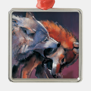Ornement Métallique Deux loups