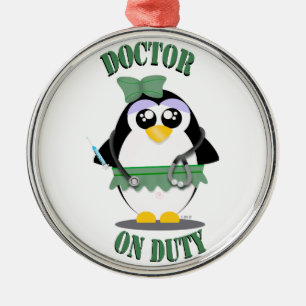 Ornement Métallique Docteur pingouin en service (femelle)