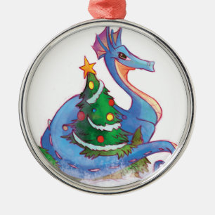 Ornement Métallique Dragon autour de l'arbre de Noël