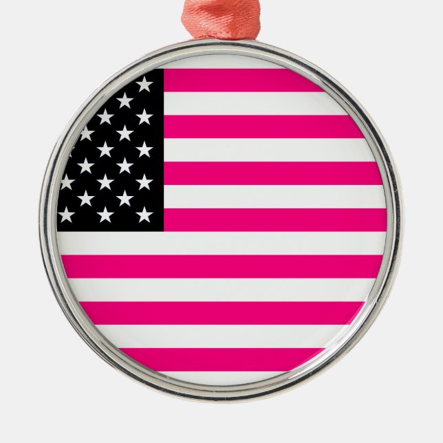 Ornement Métallique drapeau américain rose (Devant)