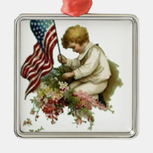 Ornement Métallique Drapeau américain vintage Little Boy