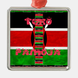 Ornement Métallique Drapeau du Kenya : Tuko Pamoja - Design d'art de l