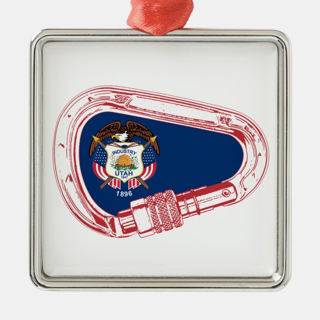 Ornement Métallique Drapeau Utah Escalade carabiner (Devant)