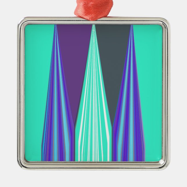 Ornement Métallique Edgy Blue Purple Cyan Chevron Art Imprimer (Devant)