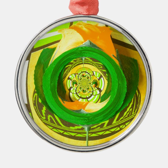 Ornement Métallique Elégance d'or : Beau art rose jaune africain (Devant)