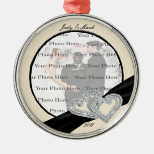 Ornement Métallique Élégant ruban noir diamant Argent Argent Arrondi O