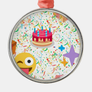Ornement Métallique emoji anniversaire heureux