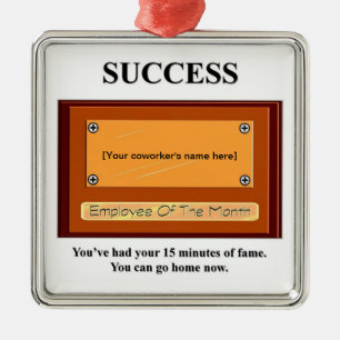 Ornement Métallique Employé drôle du mois Votre nom Plaque