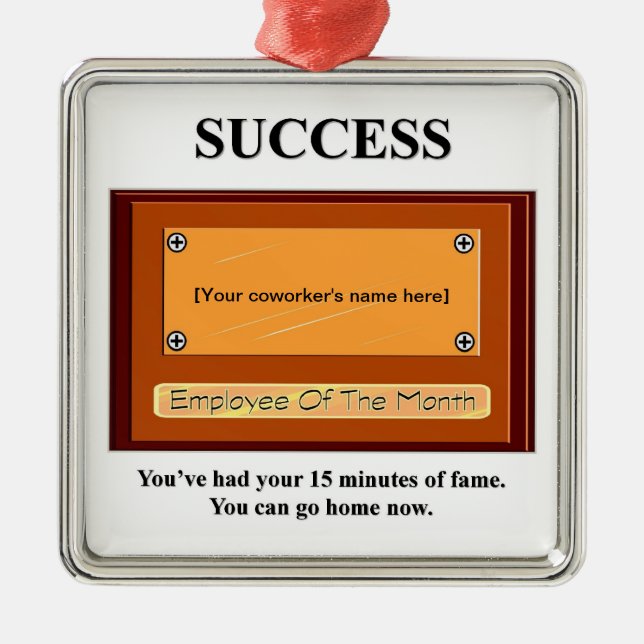 Ornement Métallique Employé drôle du mois Votre nom Plaque (Devant)