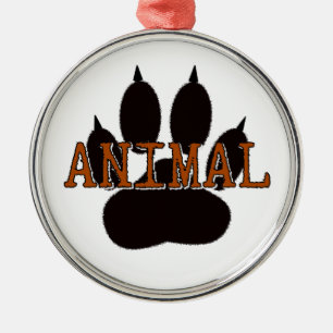 Ornement Métallique Empreinte de patte d'animal noir