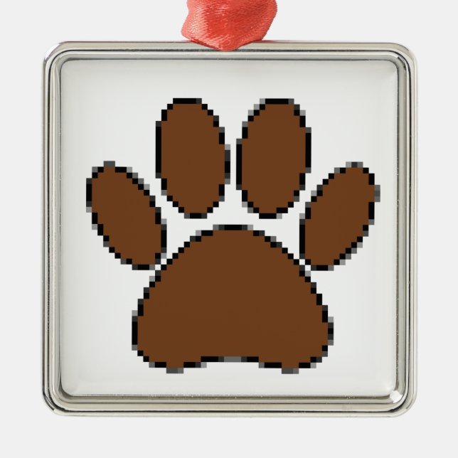 Ornement Métallique Empreinte de patte Pixel Dog (Devant)