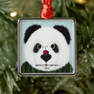 Ornement métallique en forme d'adorable ours panda