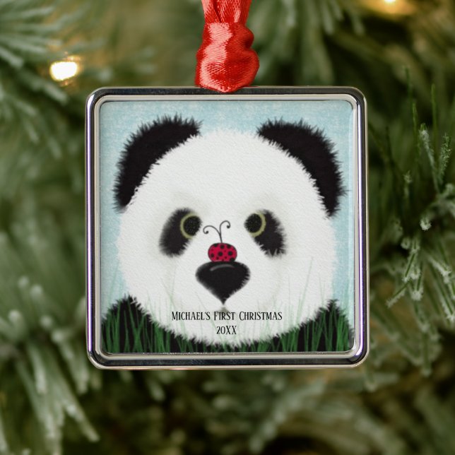 Ornement métallique en forme d'adorable ours panda (Arbre)