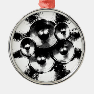 Ornement Métallique Enceintes musicales noir et blanc en cercle