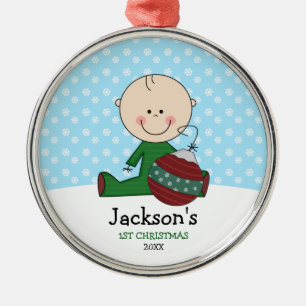 Ornement Métallique Ęr Noël de bébé mignon personnalisé