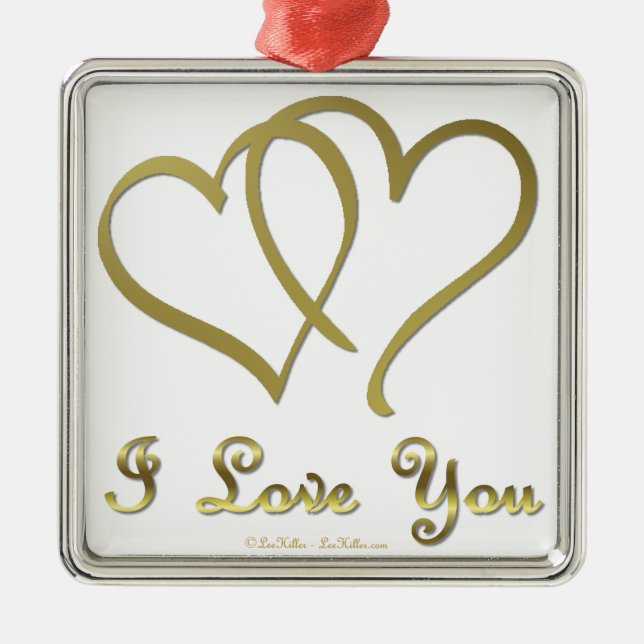 Ornement Métallique Eventré Gold Hearts i Love You (Devant)