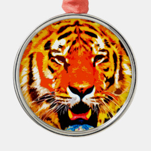Ornement Métallique Fierce Bright Orange Tiger Sibérien