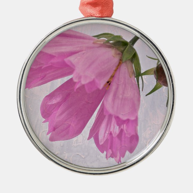 Ornement Métallique Fleur Cosmo rose texturée (Devant)