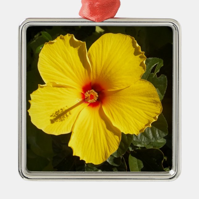 Ornement Métallique Fleur d'Hibiscus jaune (Devant)