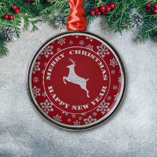 Ornement Métallique Flocon de neige Glitt Argent Reindeer