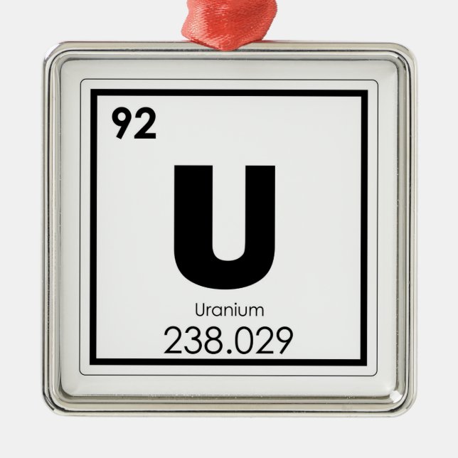 Ornement Métallique Formule en uranium de chimie de symbole d'élément (Devant)