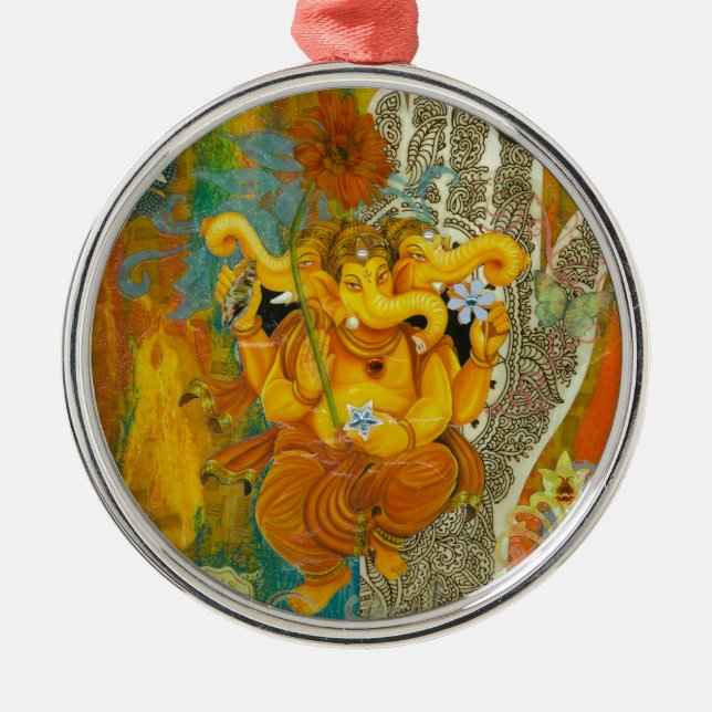 Ornement Métallique Ganesha orange (Devant)