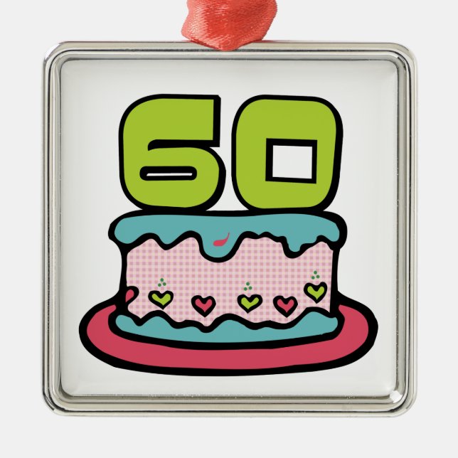 Ornement Métallique Gâteau d'anniversaire de 60 ans (Devant)