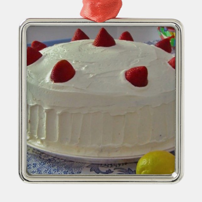 Ornement Métallique Gâteau de fraise (Devant)