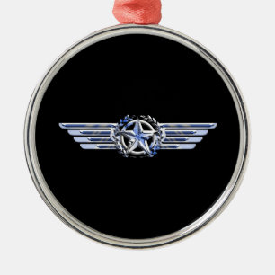 Ornement Métallique Général Air Pilot Chrome Comme Star Wings Black