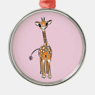 Ornement Métallique Girafe en croûte rose