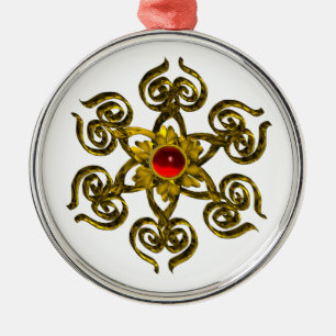 Ornement Métallique GOLDEN ROSE RUBY, blanc