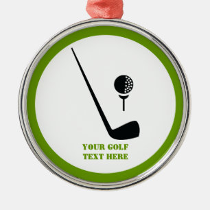 Ornement Métallique Golf club and ball black, green custom
