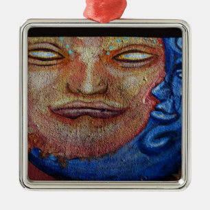Ornement Métallique Graffiti face soleil et lune